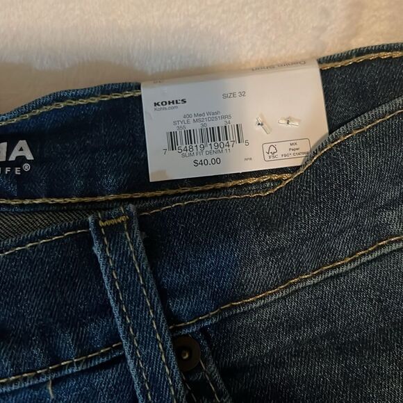 Sonoma Men’s Jean Shorts size 32 Slim Blue Denim Fringe Hem 5 Pockets Med Wash - Picture 4 of 8